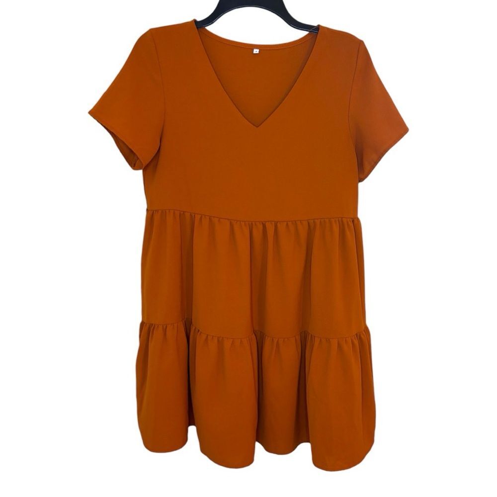 Women’s Orange Short Sleeve Baby Doll Dress Size Small